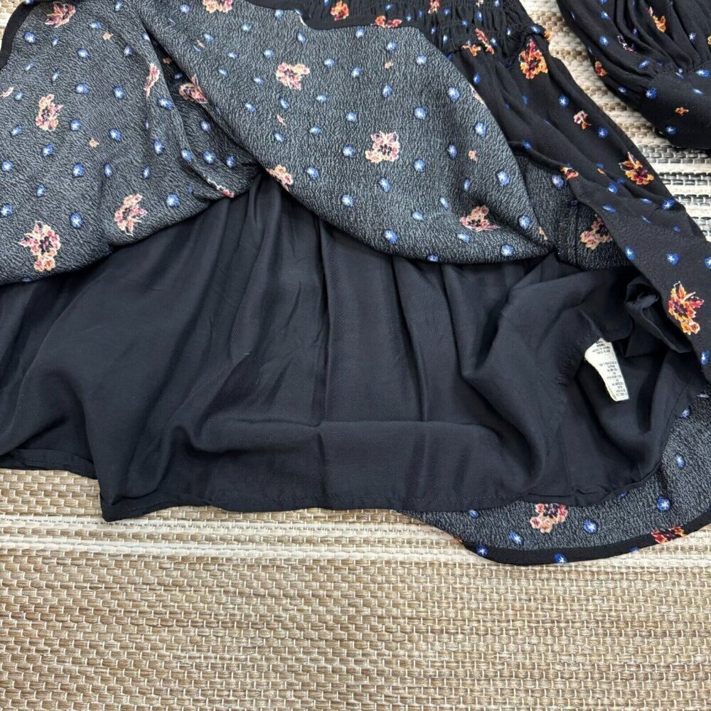 Free People Women Two Faces Mini Dress Square Neckline Floral Black Multi XS - Picture 7 of 14